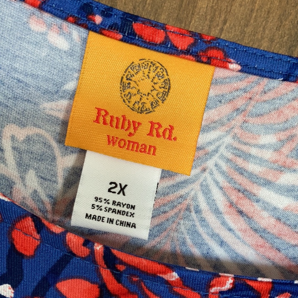 3/$45 Ruby Rd floral print top w stretch pullover shirt casual  boho 1X - Picture 14 of 17